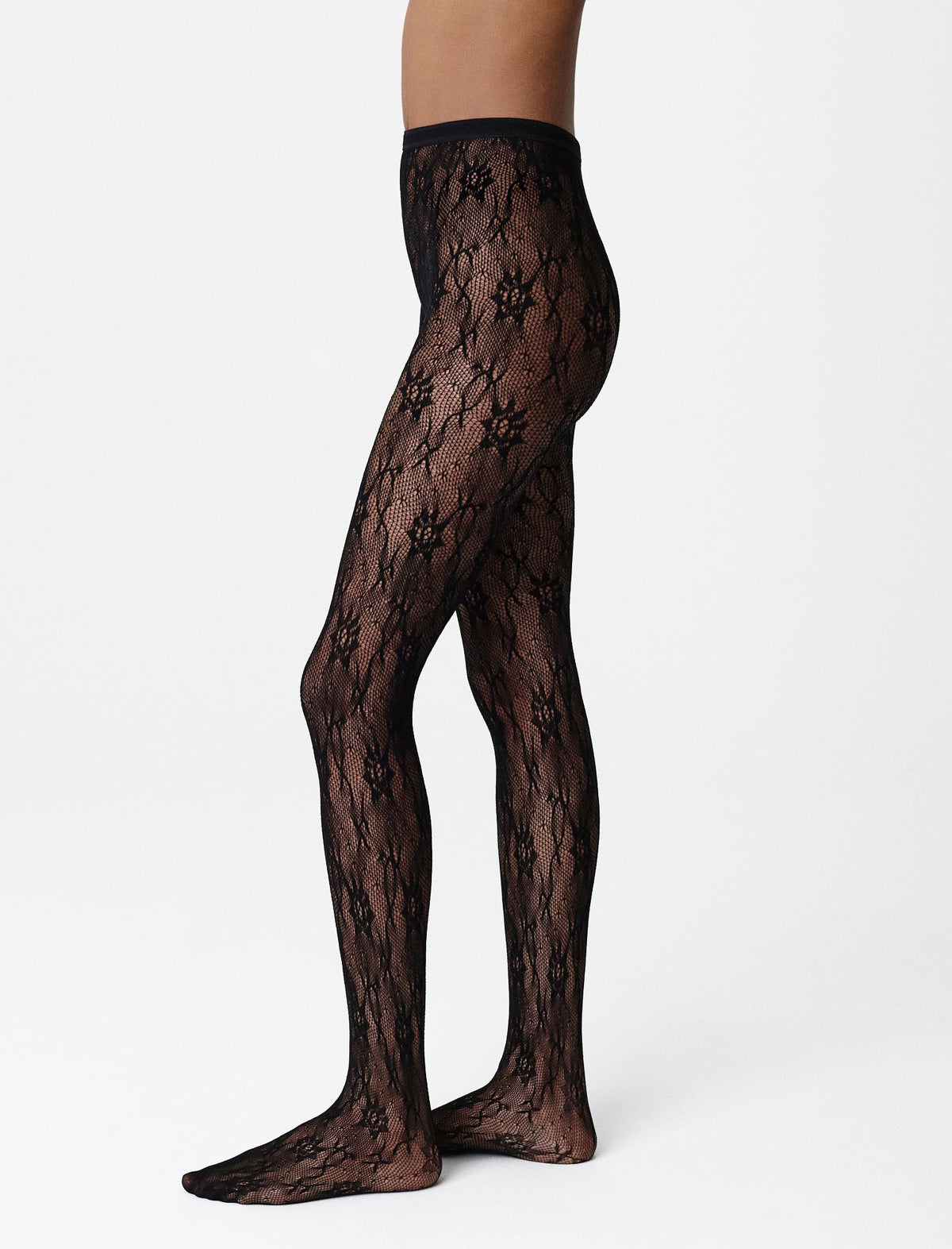 Nova Lace Tights in Black – Strumpfhose von Swedish Stockings