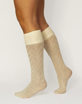 Ina Pointelle Knee-High - Ivory - Socken