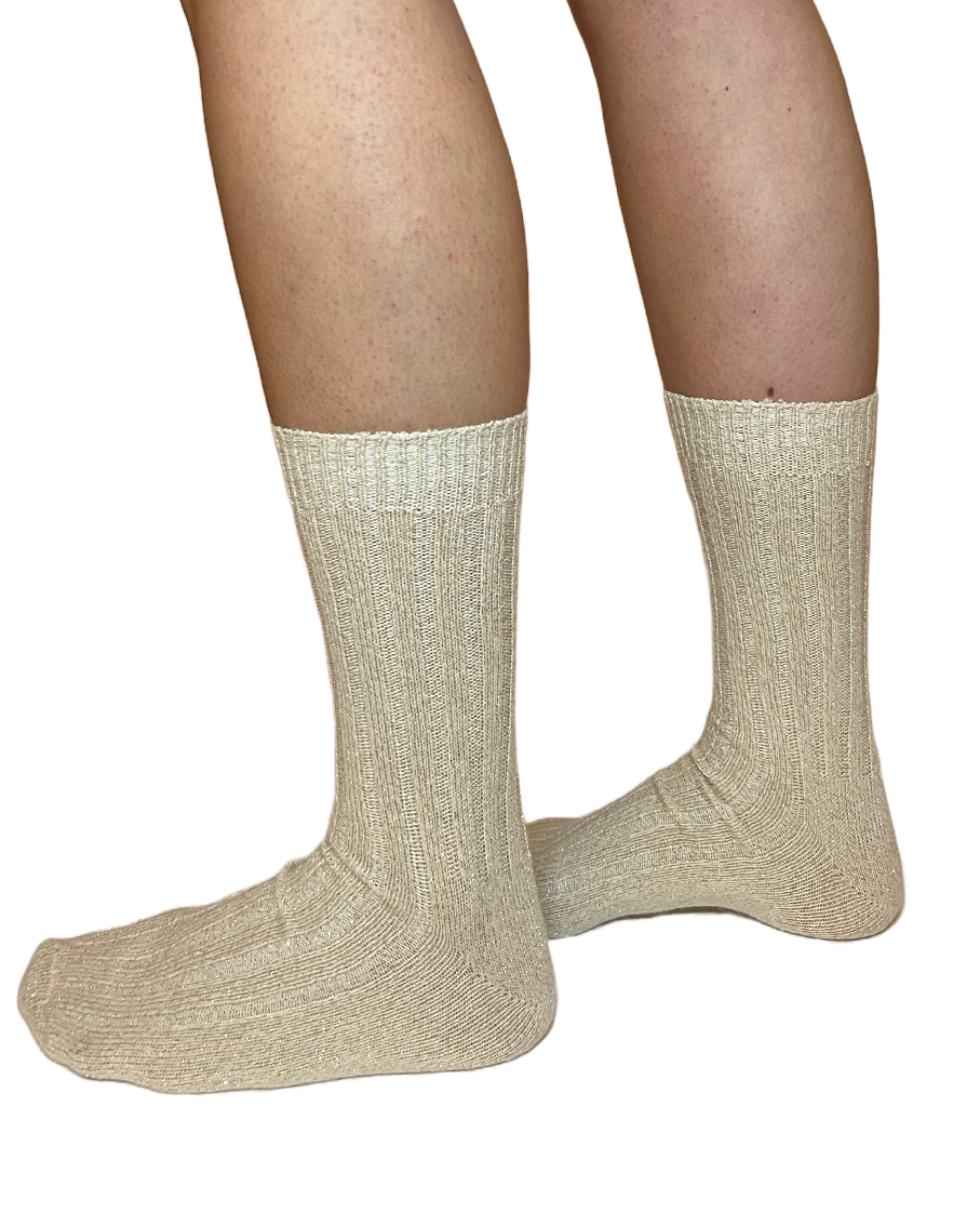 Bodil Chunky - Ivory/Gold Glitzer - Socken