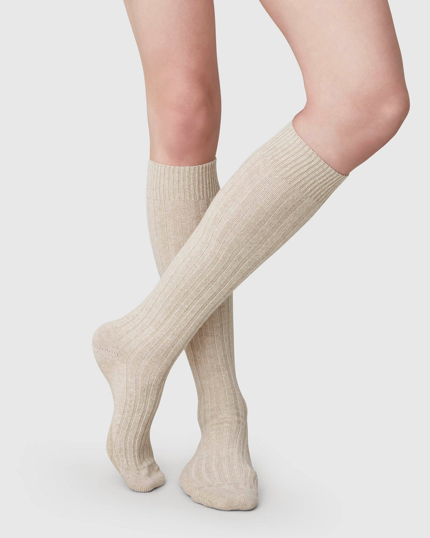 Bodil Chunky - Beige - Kniehohe Socken