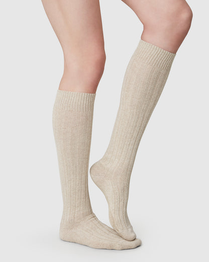 Bodil Chunky - Beige - Kniehohe Socken