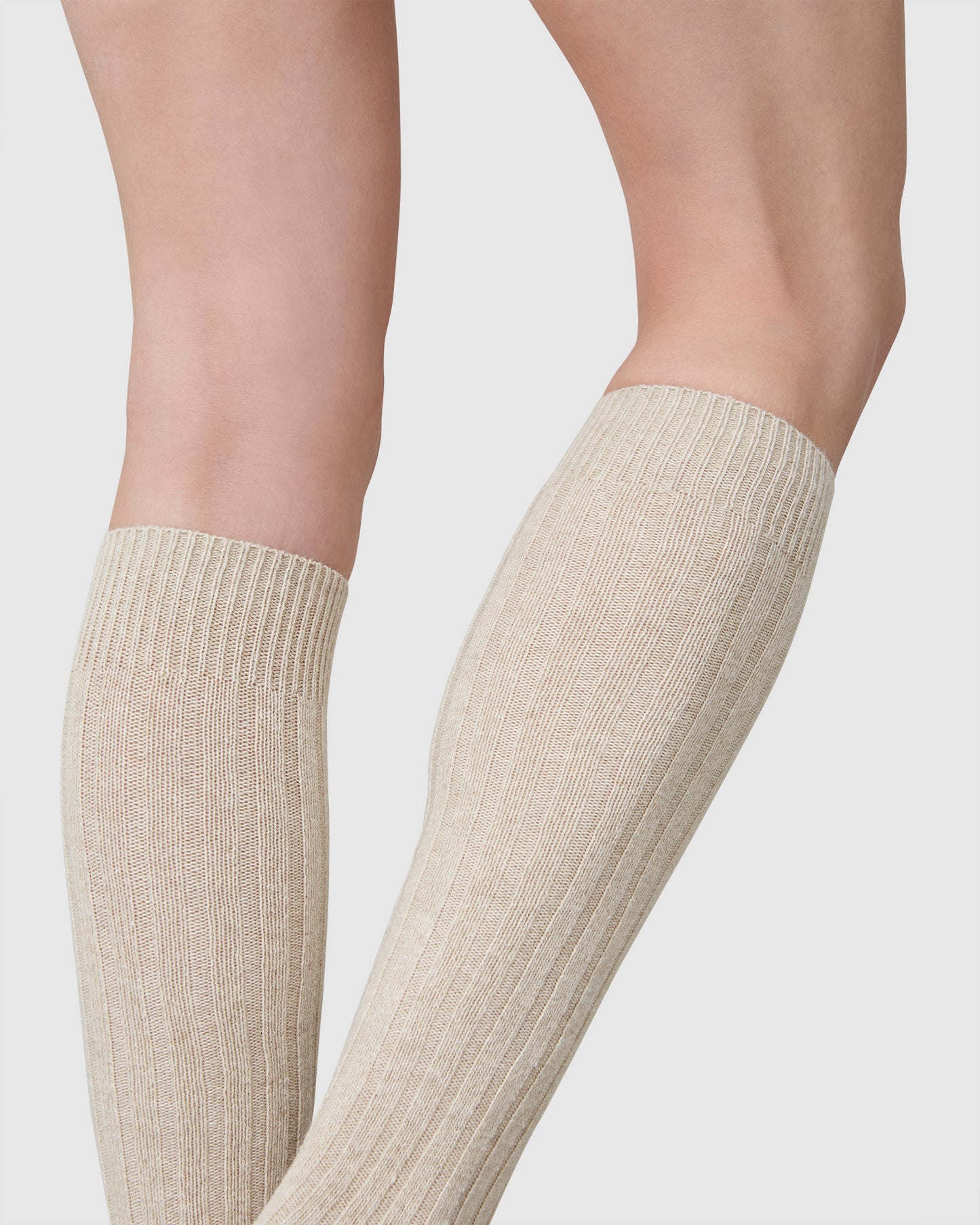 Bodil Chunky - Beige - Kniehohe Socken