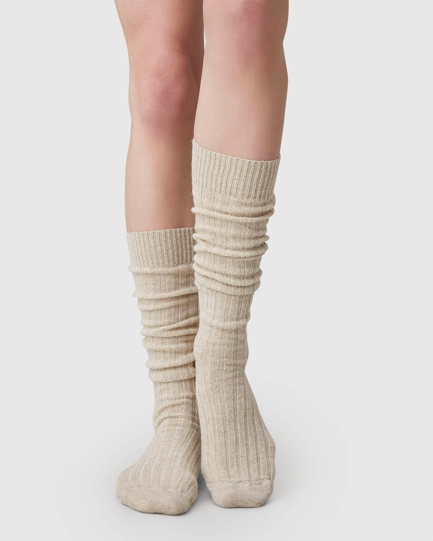 Bodil Chunky - Beige - Kniehohe Socken