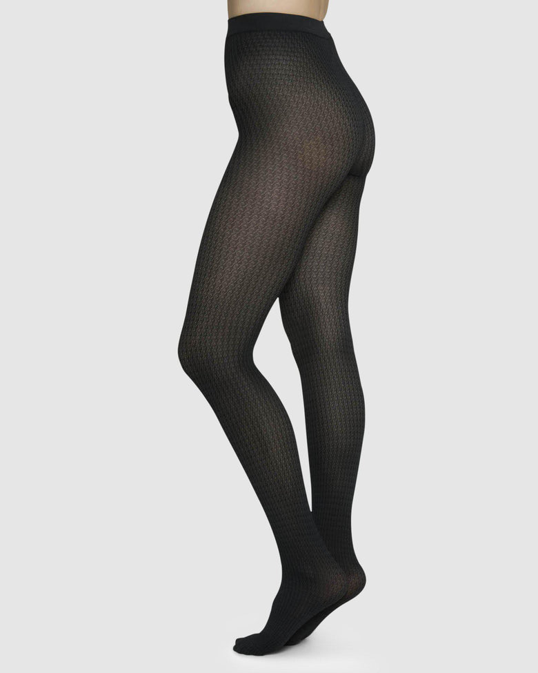 Swedish Stockings - Agnes houndstooth 60 Denier - Strumpfhose -schwarz